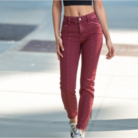 WHBM burgundy/ rust faded “the skimmer” zip/ ankle pant ❤️ - Picture 1 of 10